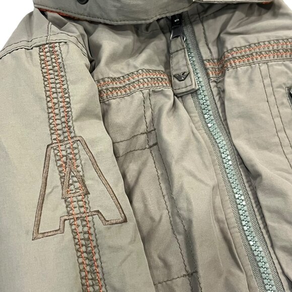 Armani Junior Toddler Boys Hooded Winter Coat 18M Faux Fur Trim Gray & Orange - Picture 3 of 10